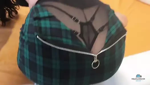 My stepdaughter have sexy uniform and she is very bad girl and seduce me a lot...