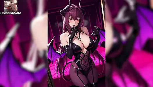 Sürtük bir demoness fahişe sakso çekiyor ve tüm deliklerine penis alıyor.