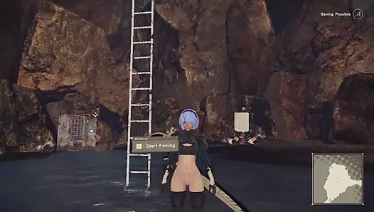 Nier 2b iç çamaşırı ve siyah lateks kıyafeti olmadan