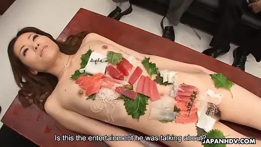 Sushi girl is the main course of the office gangbang