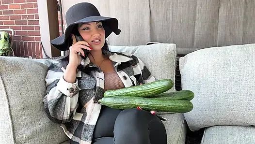 Desperate Housewife Triple Penetrates with 3 12in Cucumbers