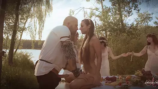 Dört azgın erkek delisinin açık havada grup seks partisi teklifi