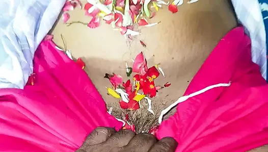 married couples enjoying roleplay romance in flower bed in kitchen side