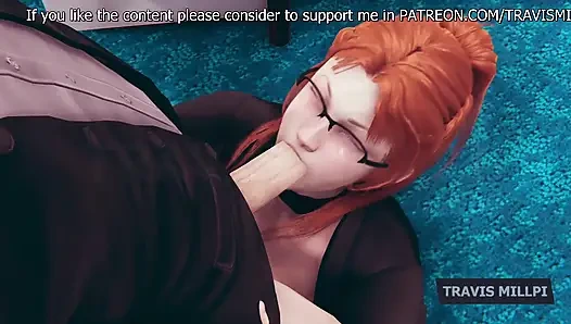 Ateşli kızıl saçlı sekreter ofis saatlerinin ortasında masanın üzerinde domalıyor 3 boyutlu hentai animasyon