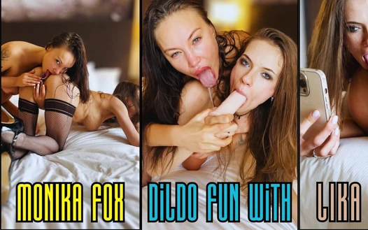 Monika Fox kızla dildo eğlencesi yapıyor ve büyük sarkma gösteriyor