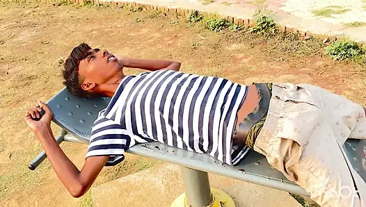 Indian boy masterbation in a different way and he jerked his big cock