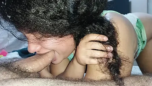 DEEP THROAT, PUNCHING THE STALK OF THE CUCKOLD'S COCK, SHAKING HIS ASS