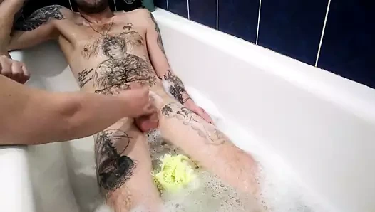 stepmom jerks off my cock and bathes me in the bathroom