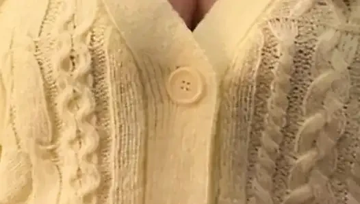 My 36f owner demanded I play with my boobs at home and in public in fetish sweaters. I gladly obeyed her massaging my big tits