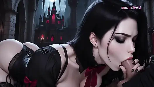 Yasak gotik sevgili çılgınca yoğun boşalma için seni sarıyor (yapay zeka animasyonu)