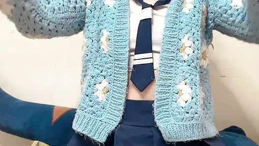 Hana Yeni Gün Iş Seks Kamerası Için Liseli Kız Kostümü Giyiyor