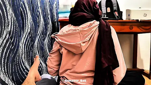 Blowjob by a Malaysian Muslim MILF Housemaid During the Rain