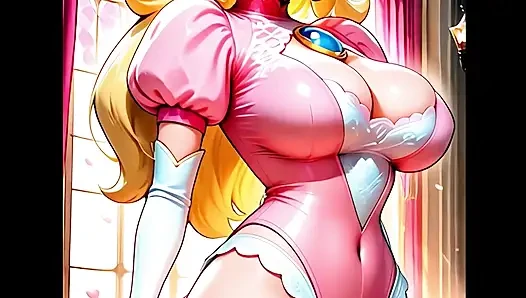 (yapay zeka oluşturuldu) Peach, Rosalina, Boo, Bowsette, Pauline ve Daisy'nin derlemesi
