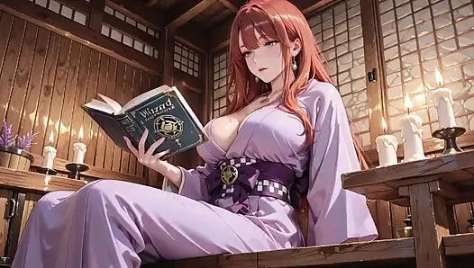 Kızıl saçlı Miko! Tembel pozlardan ıslak ağızla azdırmaya kadar Japon bahçesi ve yatak odası arasında sorunsuz bir şekilde geçiş yapıyor.