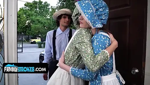 Jill amish üvey kız kardeşini ve nişanlısını asla unutamayacakları edepsiz bir cinsel grup sekse sokuyor