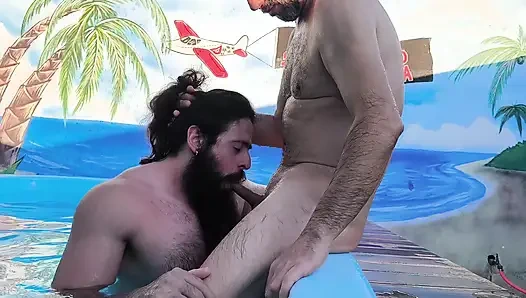 I caught it in the act myFather making out with his friend in the pool