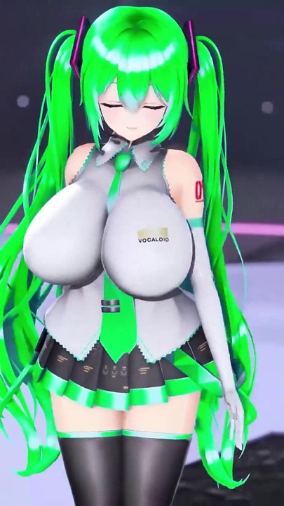 Hatsune miku büyük memeli çıplak dans hentai vocaloid bibbidiba şarkı mmd 3d yeşil saç renk düzenleme smixix