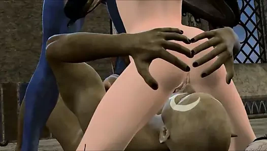 3d metro ırklararası ve uzay Meme dansçı gets becerdin