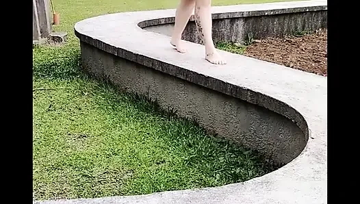 My stepmom in transparent dress in public