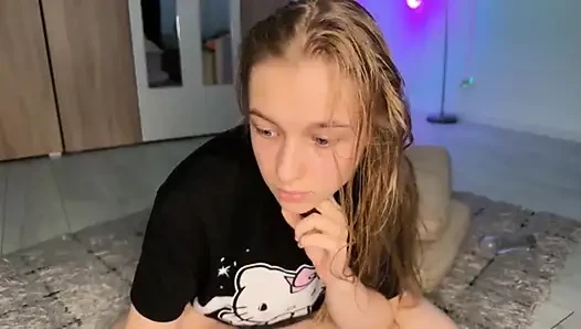 Sexy blond hot playing on webcam