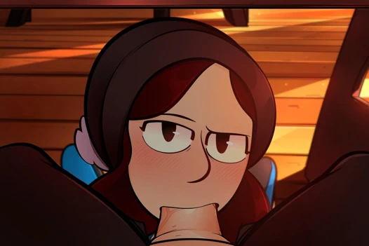 Orta yaşlı seksi kadın ve kütüphaneci oral seks - animasyon