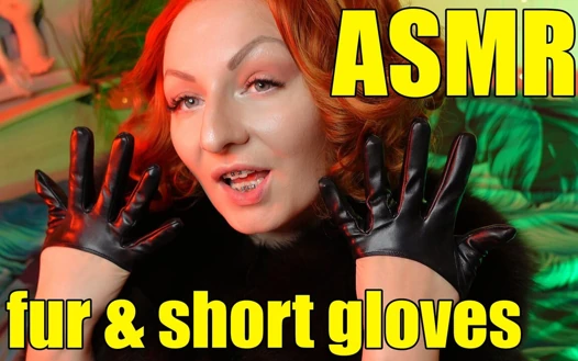 Seksi pin up Arya kısa deri eldivenlerle asmr sesleri yapıyor
