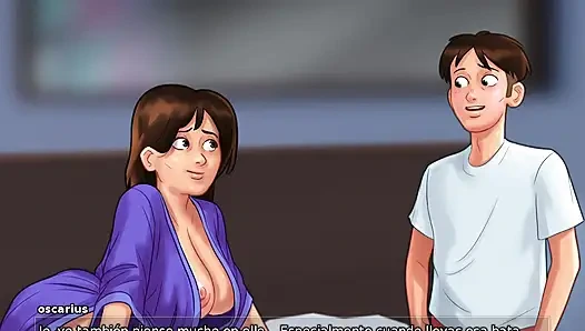 Üvey anne üvey oğluna ıslak duygularını itiraf ediyor ve sonunda oturma odasında sevişiyorlar - yaz mevsimi efsanesi