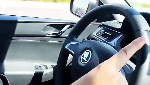 Almost caught! He jerks off in traffic in front of me, I love watching. Big cumshot! Part 1