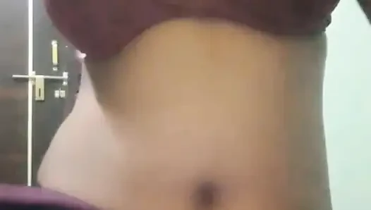 Desi Girl Next Door Casual T-shirt Reveal to Sexy Bra & Denim Shorts