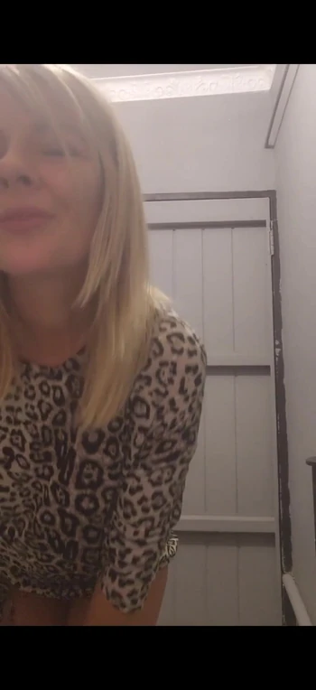 Powerful moment from "Cute blonde fingering her pussy in bar public bathroom"