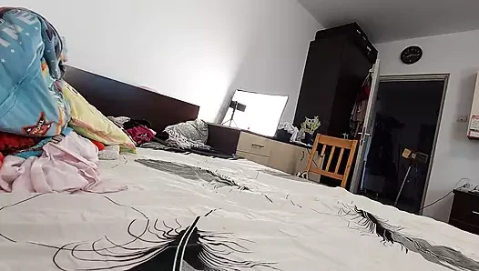 Sexy hair pussy wife tries on panties. Sexy wife workout at home naked. Amateur wife masturbates with her fingers in her pussy.