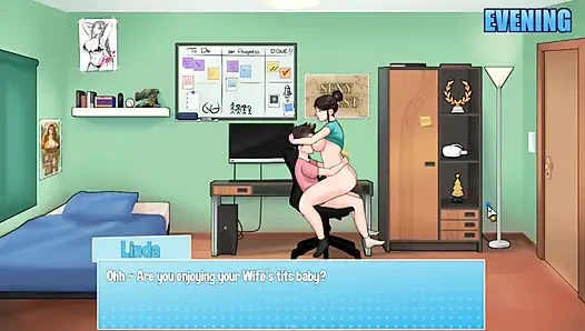 Hentai oyunu - ev işleri - bayanlar ile dörtlü seks