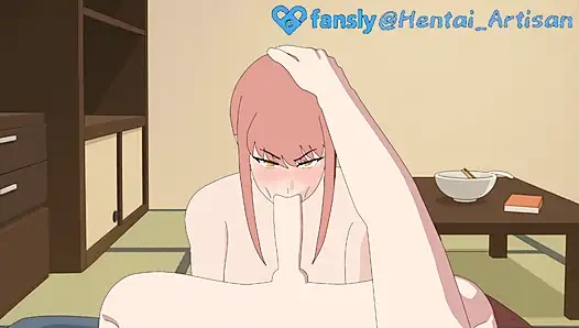 MAKIMA FULL HENTAI  BLOWJOB POV  DOUBLE PENETRATION  DEEPTHROAT