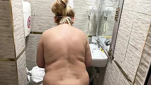 Naked and Wet Zara Charm Enjoying a Hot Hotel Shower