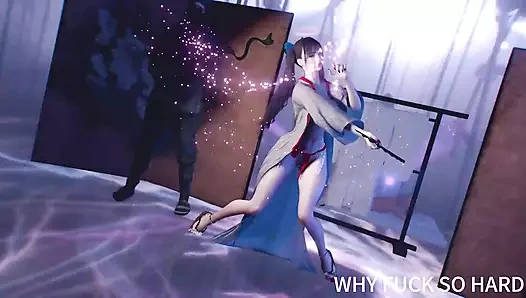 3 boyutlu seksi Japon striptizci büyük göğüslerini çıplak halde