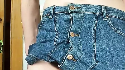 Taking off my skirt and jerking off