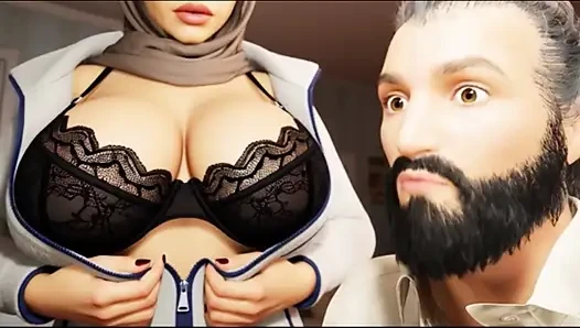 Başörtüsü ve büyük göğüslü Müslüman kız sevişti.