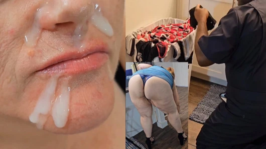 Sapık tesisatçı banyoda kirli külotumu koklarken yakalandı, bu yüzden yüzüme boşalmasına izin verdim