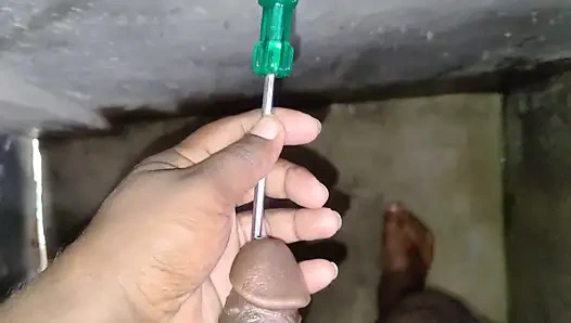 This summer boy play with Air pod and  screwdriver  Masturbation