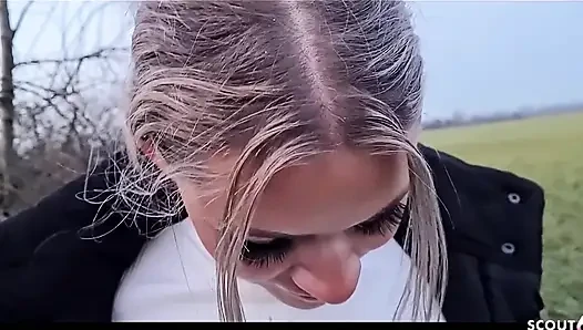 German Blonde PAWG Teen Lisa Get Risky Outdoor Fuck at First Date