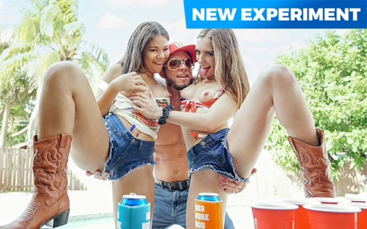 Parti kızları Bailey Base ve Michelle Anderson havuz başında vahşi oyun içiyor