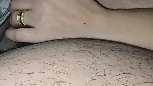 Sexy and hot step mom gives step son a perfect handjob after honeymoon