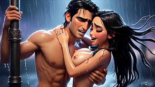 Big Boobed Girl Gets Fucked Hard in the Pouring Rain - Wet Outdoor Sex