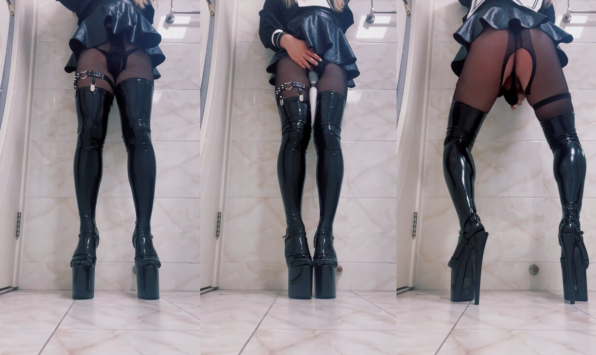 Travesti serseri miyav jk üniforması ve lateks çorapla mastürbasyon yapıyor bölüm 1