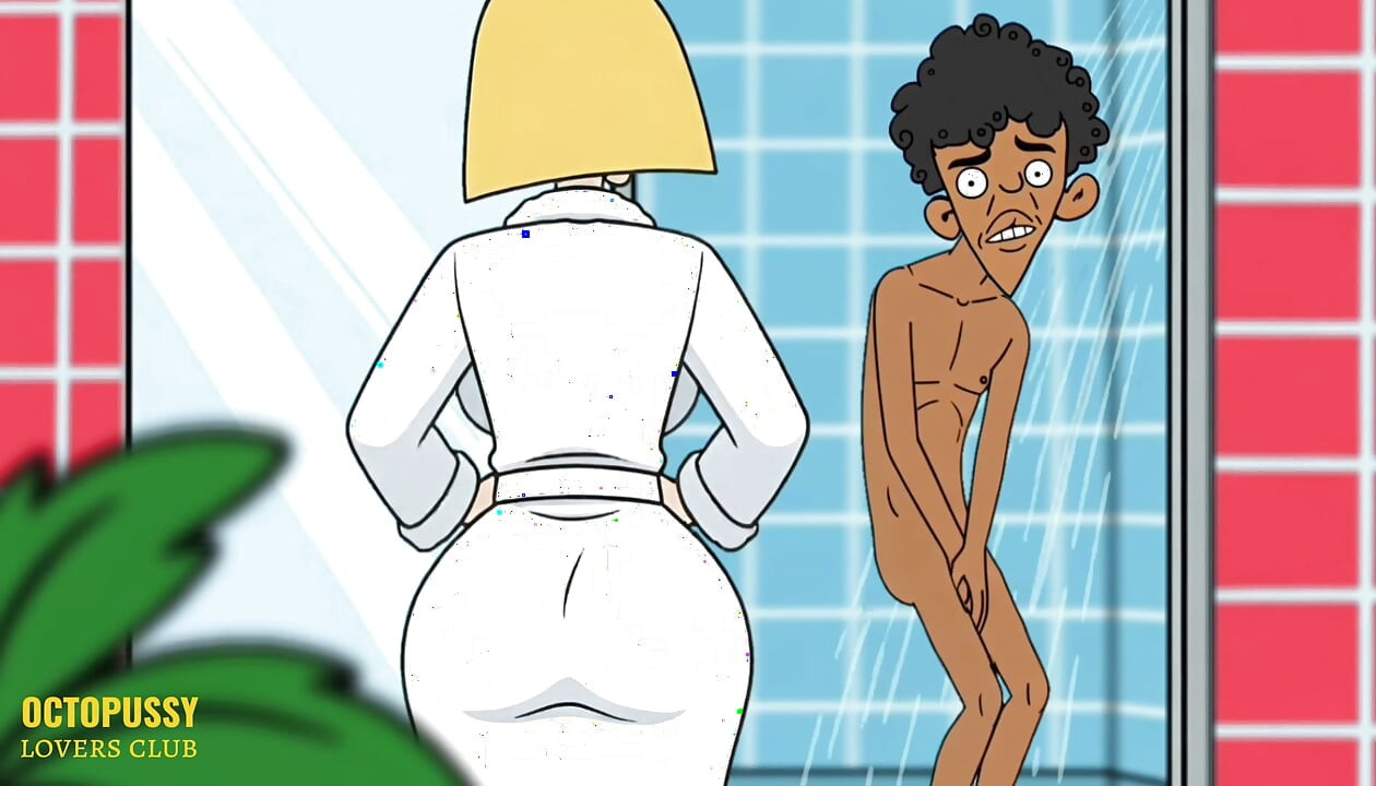 Üvey anne duş alıyor ve üvey oğlunun spermle boşaltmasını sağlıyor
