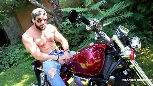 Maskurbate Hunky Biker Jerks Dick Outside
