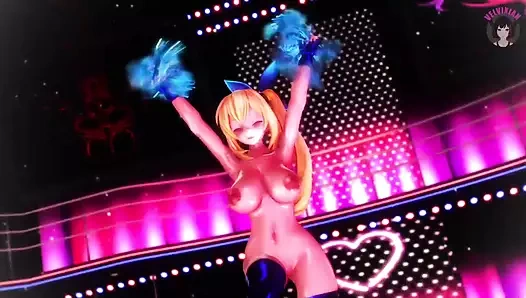 Büyük memeli seksi ponpon kız dans yapıyor