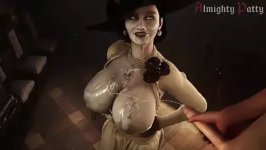 Bayan Demitrescu göğüslerini ve ağzını dölle ıslatıyor