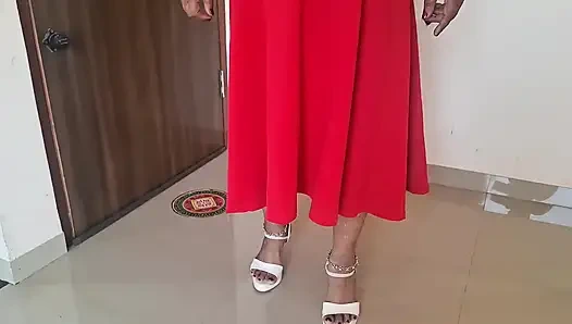 İstek Üzerine Kirli Kırmızı Elbise Kıllı Amcık