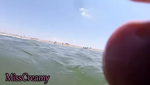 Caught ! Teacher Busts My Cock Underwater - Nude Beach Public Orgasm!